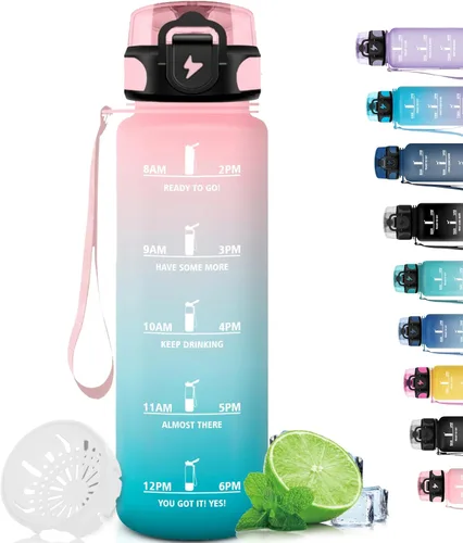 Miniatura 22 de Botella de agua – 16.9 fl oz – Botella de agua para niños, botella de sorbete a prueba de fugas, botella deportiva con marcador de tiempo, botella