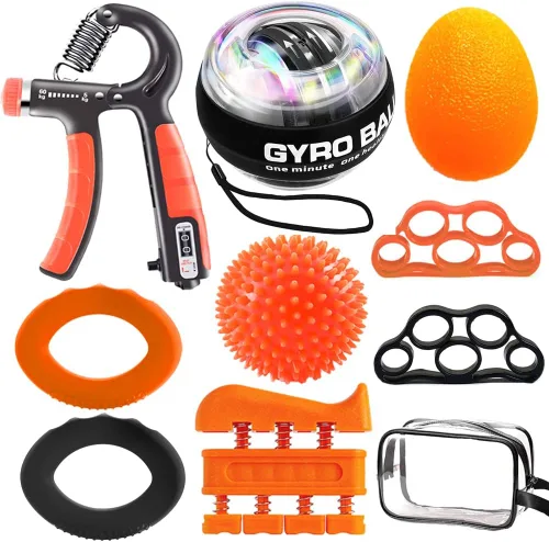 Miniatura 9 de Kit de entrenamiento fortalecedor de agarre de mano (10 piezas) entrenador de fuerza de agarre de manos, agarre de antebrazo, ejercitador de dedos