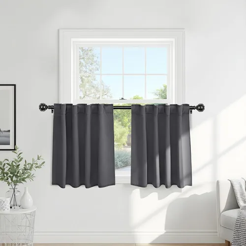 Miniatura 22 de PONY DANCE Cortinas cortas con aislamiento térmico para ventana pequeña, para guardería, baño, cocina, lavandería, caravana, sótano, 29 pulgadas