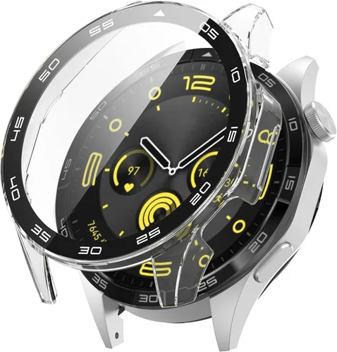 Miniatura 5 de FitTurn Funda rígida de policarbonato con protector de pantalla de vidrio templado a escala integrada compatible con Huawei Watch GT4