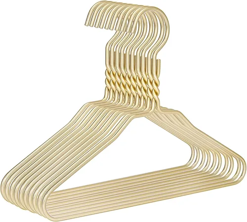 Miniatura 11 de Hermosas perchas de metal de aluminio dorado para colgar abrigos resistentes (tamaño adulto)