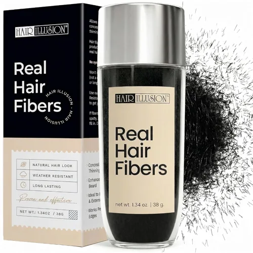 Miniatura 11 de Aerosol de fibras de cabello naturales, no sintético, de Hair Illusion, Negro