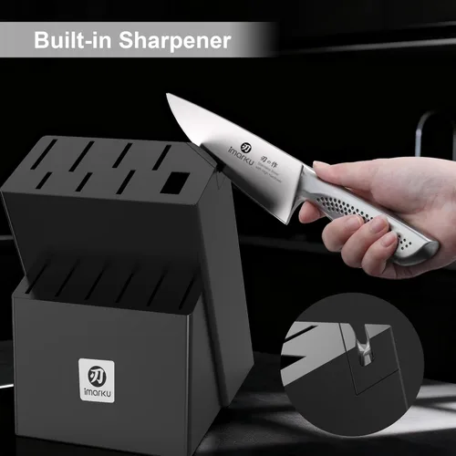 Miniatura 3 de imarku - Juego de 15 piezas de cuchillos con bloque, cuchillos de cocina de acero inoxidable de alto carbono con afilador incorporado, apto