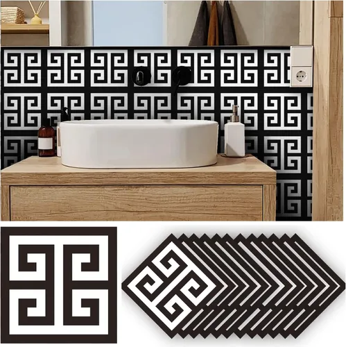 Miniatura 18 de Alwayspon 12 calcomanías mate para azulejos de pared, despegar y pegar, calcomanías de vinilo autoadhesivas para azulejos de cocina y baño, 6 x 6