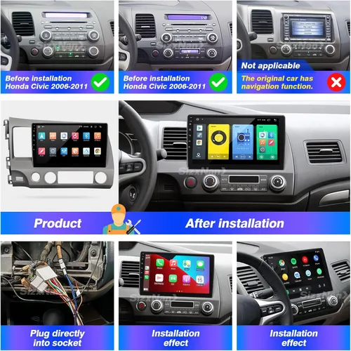 Miniatura 6 de Pantalla táctil Android compatible con Carplay Android Auto, radio de coche estéreo Bluetooth navegación reproductor multimedia GPS WiFi FM/AM