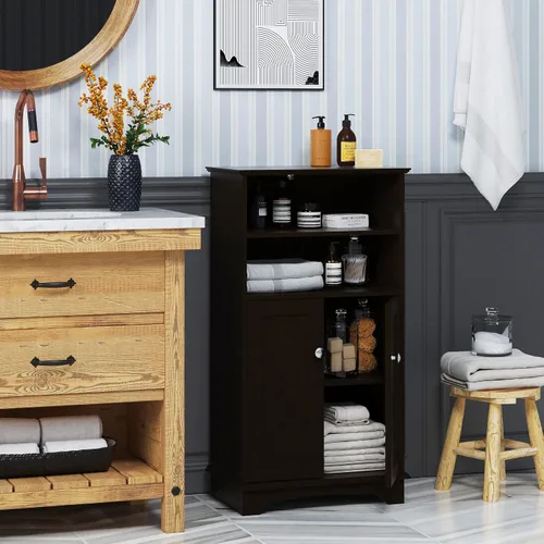 Miniatura 4 de Spirich Armario de almacenamiento de baño moderno de madera espresso, 23.62 pulgadas de ancho x 11.81 pulgadas de profundidad x 40.15 pulgadas