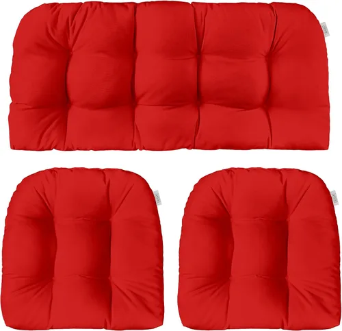 Miniatura 39 de RSH DECOR: Sunbrella - Juego de 3 cojines de mimbre copetudos 41 x 19 pulgadas y 19 x 19 pulgadas Fabricado con tela de rendimiento Sunbrella