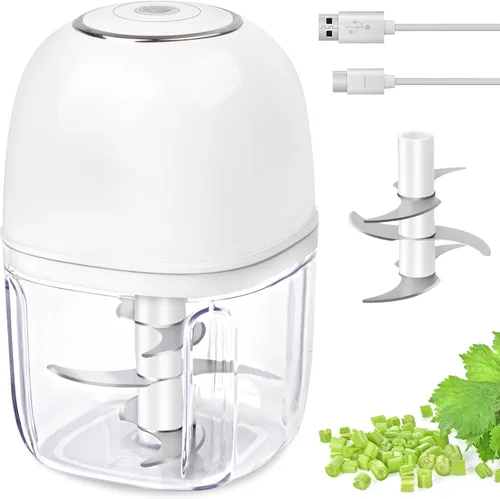 Miniatura 8 de Mini procesador de alimentos inalámbrico con múltiples 3 cuencos (13.5 fl oz+8.5 fl oz+3.4 fl oz) y 6+3+2 cuchillas, picadora de ajo, picadora