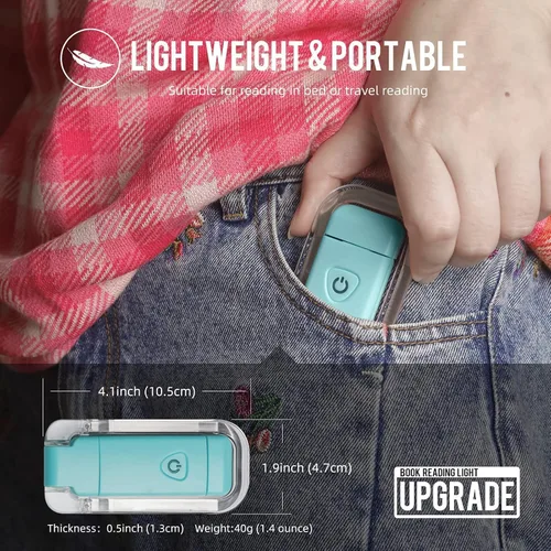 Miniatura 7 de EGWASER Luz de lectura de libros, luces LED portátiles recargables por USB con clip para leer en la cama, 3 luces ajustables regulables para 1