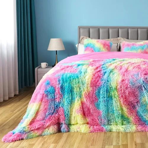 Miniatura 28 de GONAAP Manta de Tiro de Piel Sintética Mullida Tamaño Twin Rosa Claro Súper Suave Acogedora Felpa Mullida Lanuda para Sofá, Sillón o Cama