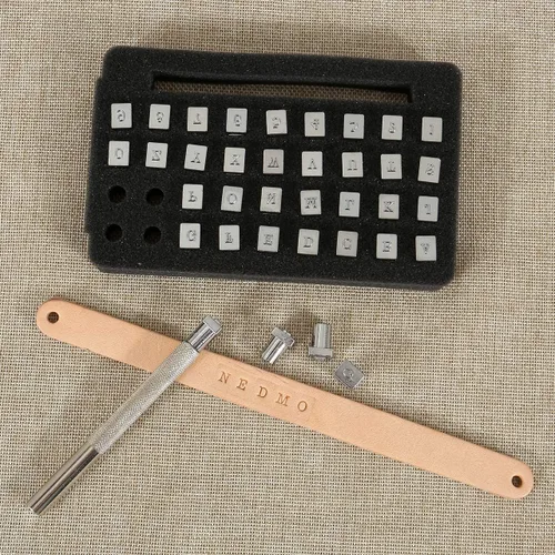 Miniatura 4 de Yoption Juego de 36 piezas de sellos metálicos de letras y números, 26 herramientas de perforación de cuero con letras y números, para cinturón