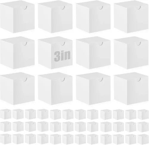 Miniatura 19 de Zhehao - Paquete de 48 cajas de regalo pequeñas de 10,2 x 10,2 x 10,2 cm, cajas de papel kraft cúbicas coloridas al por mayor, con tapas