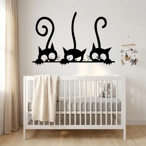 Miniatura 6 de Decaltor Calcomanía de pared de gato, calcomanía de pared de PVC impresa, decoración de pared Art Deco para el hogar y la oficina, lámina de vinilo