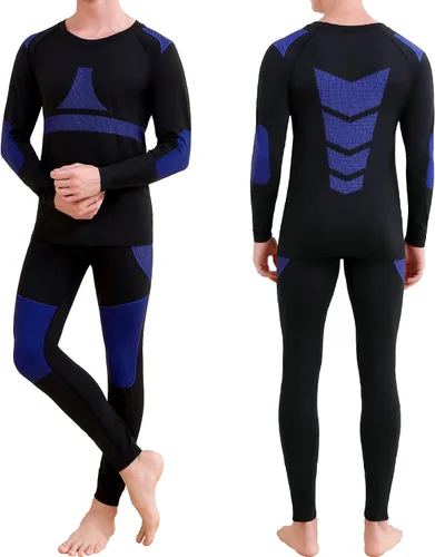 Miniatura 2 de JoofEric Conjunto de ropa interior térmica para hombre, forro polar, parte superior e inferior, ropa interior cálida y larga, trajes deportivos