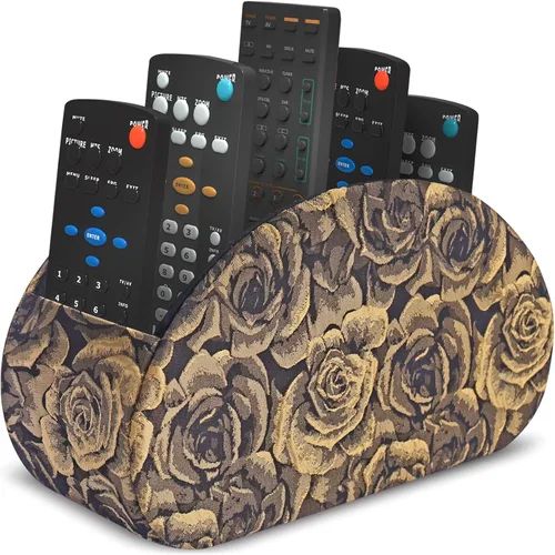 Miniatura 13 de QIELIZI Soporte para control remoto, organizador de escritorio de piel sintética con 5 compartimentos espaciosos para controles remotos de TV