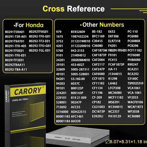 Miniatura 4 de Filtro de aire de cabina con carbón activado para Honda 2017-2025 CR-V, Civic 2016-2025, Fit 2009-2020, HR-V 2016-2025, Odyssey 2018-2025, Insight