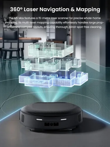 Miniatura 5 de Lefant LiDAR Robot aspiradora y trapeador, succión de 23000 Pa, 120 días de autovaciado, PSD 2.0 inteligente para evitar obstáculos, lavado