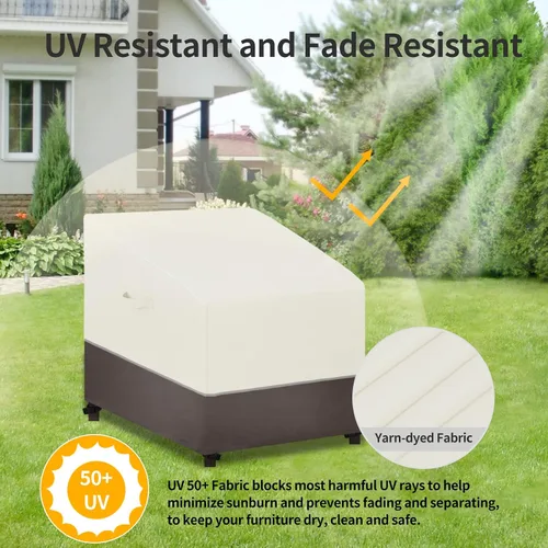 Miniatura 2 de Easy-Going Funda para silla de patio, resistente a los rayos UV, bicolor, impermeable, para muebles de exterior, con dobladillo reflectante