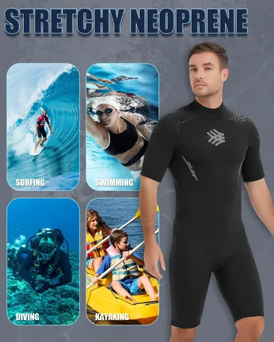 Miniatura 5 de Trajes de neopreno para hombre, 0.118 in con cremallera trasera de neopreno, trajes de buceo para buceo, esnórquel, surf, natación