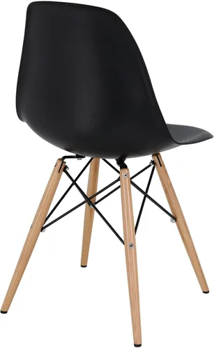 Miniatura 4 de Modway Sillas laterales piramidales con patas de madera natural en negro - Juego de 4
