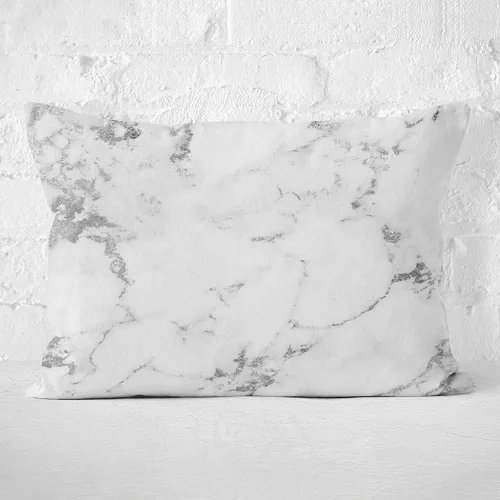 Miniatura 3 de Bonita funda de cojín rectangular decorativa con cremallera oculta de piedra de mármol Carra, color blanco, plateado, gris, 12 x 20 pulgadas