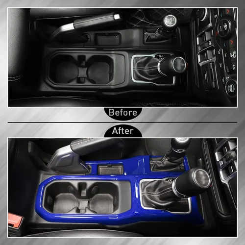 Miniatura 6 de Consola Central 4WD Panel de Cambio de Marchas y Portavasos para 2018-2024+ Jeep Wrangler JL JLU Gladiator JT (Azul)