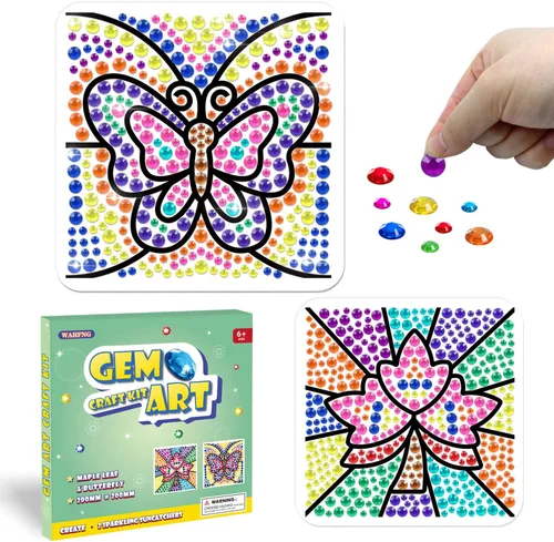 Miniatura 8 de WAHFNG Gem Art, Kit de Pintura de Diamantes para Niños - Crea Tus Propios Adhesivos, Llaveros y Atrapadores de Sol - Artes y Manualidades para Niñas