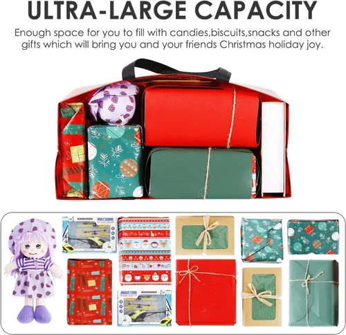 Miniatura 3 de YANGTE Paquete de 16 bolsas de regalo de Navidad extra grandes, bolsas reutilizables con asa, bolsas de compras de comestibles de Navidad no tejidas