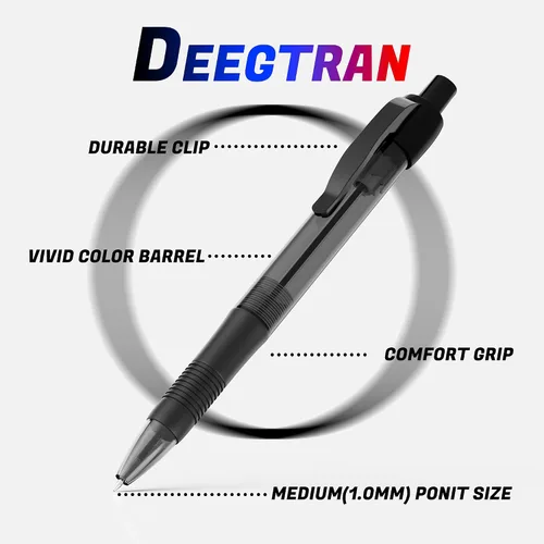 Miniatura 2 de Deegtran Bolígrafos a granel, paquete de 30 bolígrafos de tinta negra que no manchan con agarre suave, bolígrafos retráctiles de bola al por mayor