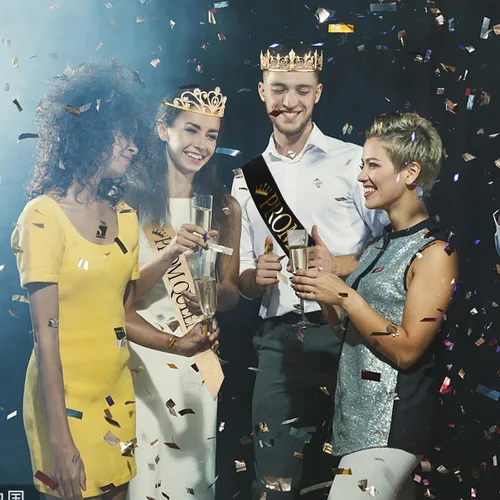 Miniatura 6 de Juego de 4 coronas de graduación King y Queen con fajas, coronas King para hombres, banda de satén brillante con diamantes de imitación, corona