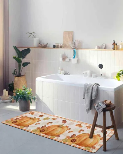 Miniatura 5 de Tapete de baño de calabaza a cuadros para bañera, antideslizante, de secado rápido y absorbente, de tierra de diatomeas, fregadero de cocina