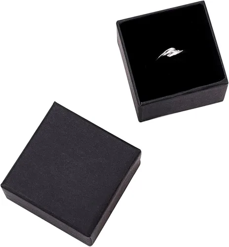 Miniatura 6 de BENECREAT Paquete de 24 cajas de joyería de cartón cuadrado de estraza para anillos, cojín de terciopelo para juego de joyas, 2.24 x 2.24 x 1.46