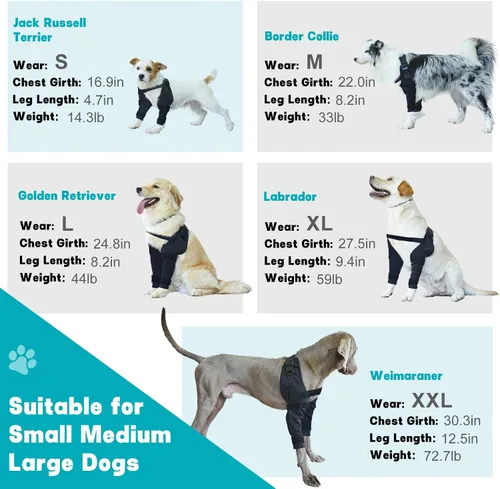 Miniatura 5 de Funda protectora de codo para perro para artritis, higroma, úlceras por presión y callosidades, manga ajustable para patas delanteras de perro