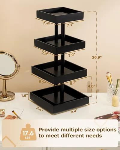 Miniatura 5 de Homde Organizador de esmalte de uñas para 86-123 botellas, soporte giratorio de 360 grados para esmalte de uñas, estante de almacenamiento para Negro