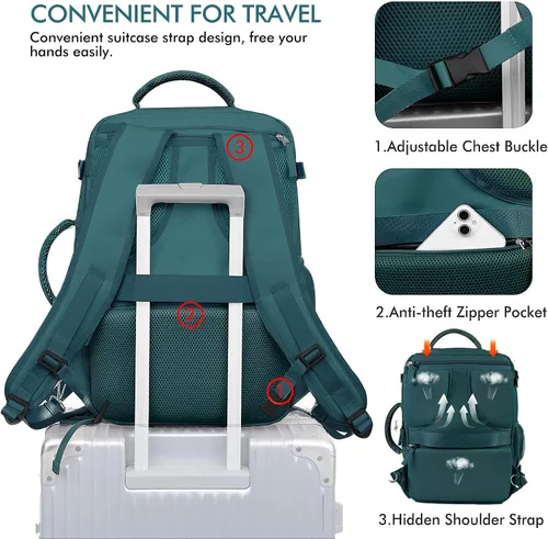 Miniatura 6 de Beraliy Mochila de viaje para mujer como artículo personal, bolsa de viaje aprobada por vuelo, mochila de transporte, mochila para laptop de 17.3