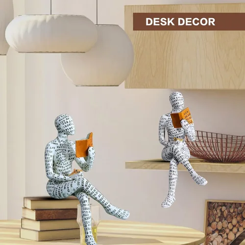 Miniatura 4 de Estatua de dama de lectura, estatua de dama decorativa femenina, estatua de pensador, escultura estética para habitación, estantería, escritorio