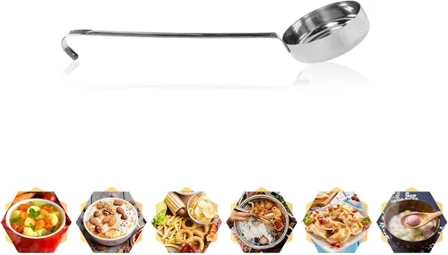 Miniatura 3 de Cucharón de cocina de acero inoxidable 201 de acero inoxidable de 10.55 pulgadas con ganchos y asas largas para remover, porciones y servir sopas