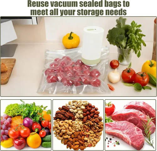 Miniatura 4 de 40 bolsas reutilizables de sellado al vacío para alimentos, 20 unidades grandes (13.4 x 10.2 pulgadas) y 20 bolsas compactas selladoras al vacío
