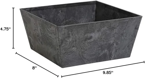 Miniatura 6 de Novelty ArtStone 36108 - Maceta cuadrada baja, color negro, 10 pulgadas