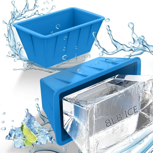 Moldes de cubitos de hielo extra grandes, paquete de 2 moldes de silicona de 16 libras para cubeta fría, bandejas de cubitos de hielo reutilizables