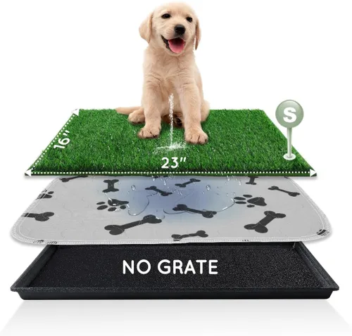 HQ4US 4LEGS Almohadilla de césped para perros con bandeja pequeña de 23 x 16 pulgadas, almohadilla de césped artificial ultra absorbente para perros