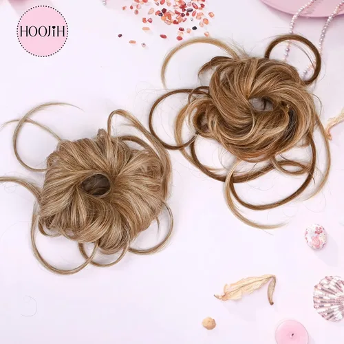 Miniatura 6 de HOOJIH Pieza de Cabello Despeinado, Extensiones de Cabello Superlargas Estilo Moño Alborotado, Cabello Ondulado, Coleta con Banda Elástica para claro
