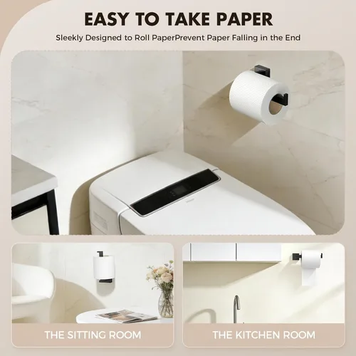 Miniatura 5 de Juego de 10 accesorios de baño negro mate, juego de herrajes de baño de acero inoxidable, toalleros para baño montados en la pared, juego de barras
