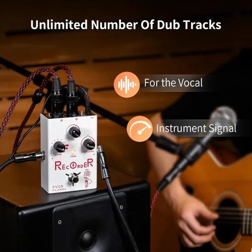 Miniatura 3 de FLAMMA FV05 Procesador de efectos vocales con grabadora de 70 minutos, puerta de ruido y efectos de reverberación para guitarra vocal, looper, pedal