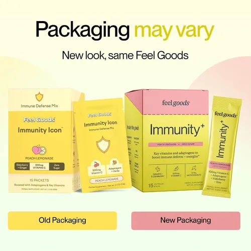 Miniatura 8 de Feel Goods Immunity+, apoyo inmunológico, hierbas orgánicas, 500 mg de vitamina C, paquetes de polvo cero azúcar, antioxidantes, zinc
