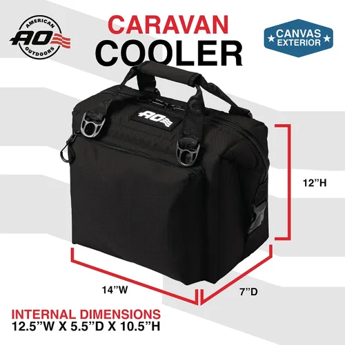 Miniatura 4 de AO Coolers Caravan - Nevera suave de lona con aislamiento de alta densidad y bolsillos de almacenamiento de gran tamaño Carbón