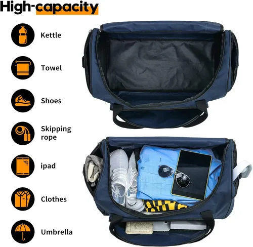 Miniatura 20 de Bolsa de gimnasio para hombre, 55 L, duradera, grande, para viajes, entrenamiento, fitness
