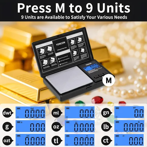 Miniatura 4 de Báscula de gramos - 500g de precisión ultra precisa digital de 0.01 gramos para joyas, diamantes, oro y plata, báscula de bolsillo portátil