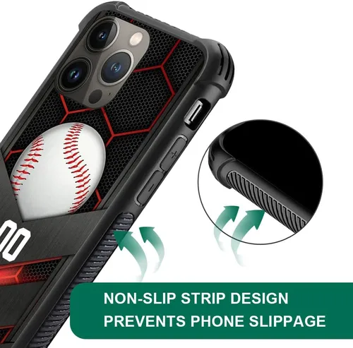Miniatura 3 de DJSOK Compatible con iPhone personalizado de béisbol deportivo, cubierta de teléfono personalizada con número de nombre para iPhone 17/16/15/14 Pro