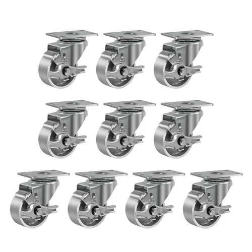 Miniatura 40 de Ruedas industriales resistentes de 3 x 1.25 pulgadas, capacidad de 350 libras, ruedas de hierro fundido y marco de acero para carros, carritos